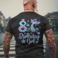 Mermaid Birthday Girl 8 Year Old Its My 8Th Bday Mermaid Mens Back Print T-shirt Gifts for Old Men