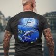 Moon Dolphin Space Dolphins Mens Back Print T-shirt Gifts for Old Men