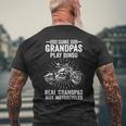 Motorcycle Grandfather Biker Grandpa Fathers Day Men's Back Print T-shirt Gifts for Old Men