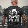 Mullet & Bullets - Funny Redneck Mullet Mens Back Print T-shirt Gifts for Old Men
