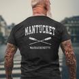 Nantucket Massachusetts Vintage Nautical Crossed Oars Men's T-shirt Back Print Gifts for Old Men