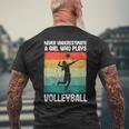 Never Underestimate A Girl Who Plays Volleyball Player Girls Mens Back Print T-shirt Gifts for Old Men
