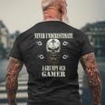 Never Underestimate A Grumpy Old Gamer For Gaming Dads Mens Back Print T-shirt Gifts for Old Men
