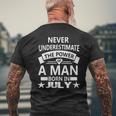 Never Underestimate A Man Born In July Birthday Gift Idea Mens Back Print T-shirt Gifts for Old Men