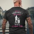 Never Underestimate A Woman With A Fishing Rod Love Fishing Mens Back Print T-shirt Gifts for Old Men