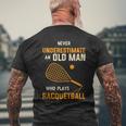Never Underestimate An Old Man Who Plays Racquetball Funny A Mens Back Print T-shirt Gifts for Old Men