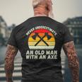 Never Underestimate An Old Man With An Axe Throwing Mens Back Print T-shirt Gifts for Old Men