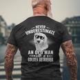 Never Underestimate An Old Man With Golden Retriever Dog Mens Back Print T-shirt Gifts for Old Men
