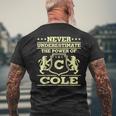 Never Underestimate Cole Personalized Name Mens Back Print T-shirt Gifts for Old Men