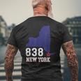 New York Area Code 838 New York Ny Map Men's T-shirt Back Print Gifts for Old Men