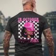 In October We Wear Pink Black Woman Breast Cancer Awareness Men's T-shirt Back Print Gifts for Old Men