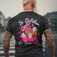 October We Wear Pink Pumpkin Ghost Halloween Breast Cancer Men's T-shirt Back Print Gifts for Old Men