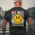 Oh Hey Kindergarten Hippie Smile Face Retro Back To School Mens Back Print T-shirt Gifts for Old Men