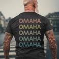 Omaha Nebraska Pride Vintage State Ne Retro 70S Mens Back Print T-shirt Gifts for Old Men