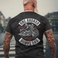 One Badass Bonus Stepdad Biker Motorcycle Step Dad Idea Men's Back Print T-shirt Gifts for Old Men