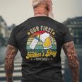 Our First Fathers Day Together Vintage New Dad Matching Mens Back Print T-shirt Gifts for Old Men