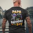 Papa Of The Birthday Boy Space Astronaut Birthday Family Mens Back Print T-shirt Gifts for Old Men