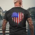 Patriotic American Flag Heart 4Th Of July Vintage Usa Flag Mens Back Print T-shirt Gifts for Old Men