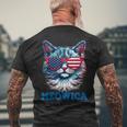 Patriotic Cat Sunglasses American Flag 4Th Of July Meowica Mens Back Print T-shirt Gifts for Old Men