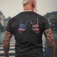 Patriotic Usa Flag Skeleton Rock On Devil Horns 4Th Of July Patriotic Funny Gifts Mens Back Print T-shirt Gifts for Old Men