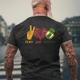 Peace Love Junenth Black History Pride African American Mens Back Print T-shirt Gifts for Old Men
