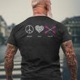 Peace Love Kayak Funny Water Sport Mens Back Print T-shirt Gifts for Old Men