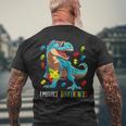 Plus Size Autism Awareness Funny Dinosaur With Puzzle Dinosaur Funny Gifts Mens Back Print T-shirt Gifts for Old Men