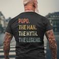 Popo The Man The Myth The Legend Grandpa Father Day Men's Back Print T-shirt Gifts for Old Men