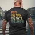 Pops The Man The Myth The Legend Fathers Day Men's Crewneck Short Sleeve Back Print T-shirt Gifts for Old Men