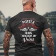 Porter Blood Runs Through My Veins Last Name Family Men's T-shirt Back Print Gifts for Old Men