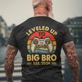 Promoted To Big Bro Est 2024 Leveled Up To Big Brother Mens Back Print T-shirt Gifts for Old Men