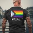 Proud Ally Pride Month Lgbt Transgender Flag Gay Lesbian Mens Back Print T-shirt Gifts for Old Men