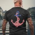 Proud American Flag Anchor Nautical Vintage 4Th Of July Anchor Funny Gifts Mens Back Print T-shirt Gifts for Old Men