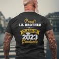 Proud Lil Brother Class Of 2023 Graduate Senior Graduation Mens Back Print T-shirt Gifts for Old Men