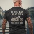 If You Can Read This She Fell Off Distressed Motorcycle Men's Back Print T-shirt Gifts for Old Men