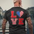 Red White And Blue For Love American Flag Mens Back Print T-shirt Gifts for Old Men