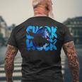 Retro Shark Ocean Biologist Animal Lover Shark Fin Week 2023 Mens Back Print T-shirt Gifts for Old Men