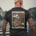 Retro Skeleton Reading Book The Reader Tarot Card Book Lover Reading Funny Designs Funny Gifts Mens Back Print T-shirt Gifts for Old Men