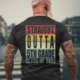 Retro Straight Outta 5Th Grade Graduation Class Of 2023 Men's Back Print T-shirt Gifts for Old Men