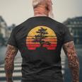 Retro Sun Minimalist Bonsai Tree Graphic Men's T-shirt Back Print Gifts for Old Men