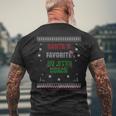 Santa's Favorite Jiu Jitsu Coach Ugly Sweater Christmas Men's T-shirt Back Print Gifts for Old Men