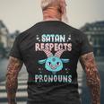 Satan Respects Pronouns Transgender Lgbtq Pride Trans Mens Back Print T-shirt Gifts for Old Men