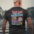 Say Gay Protect Trans Kids Read Banned Books Lgbtq Gay Pride Mens Back Print T-shirt Gifts for Old Men