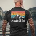 Seattle Washington Retro 70S 80S Mountains Nature Distressed Men's T-shirt Back Print Gifts for Old Men