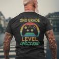 Second Grade Level Unlocked Gamer 1St Day Of School Boy Kids Mens Back Print T-shirt Gifts for Old Men