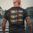 Senior 2024 Groovy Retro Class Of 2024 Graduation Mens Back Print T-shirt Gifts for Old Men
