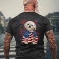 Shih Tzu Dog American Usa Flag 4Th Of July Dog Lover Owner Mens Back Print T-shirt Gifts for Old Men