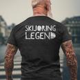 Skijoring Legend Ski Skiing Winter Sport Quote Skis Men's T-shirt Back Print Gifts for Old Men