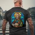St Paul Stained Glass Mens Back Print T-shirt Gifts for Old Men