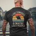 I Like Stingrays And Maybe 3 People Sea Animal Seafood Retro Men's T-shirt Back Print Gifts for Old Men